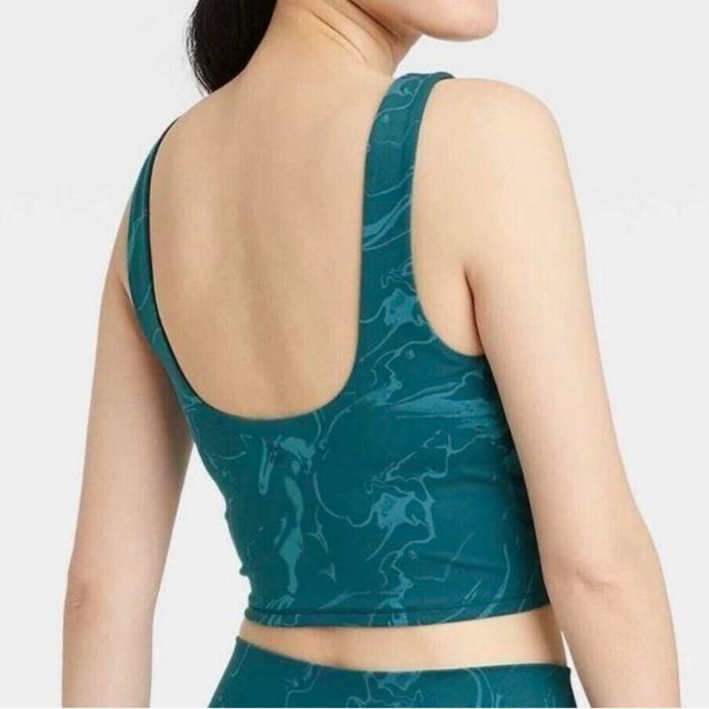 NWT All In Motion Teal Marble Print Sports Bra Tank Size XXL